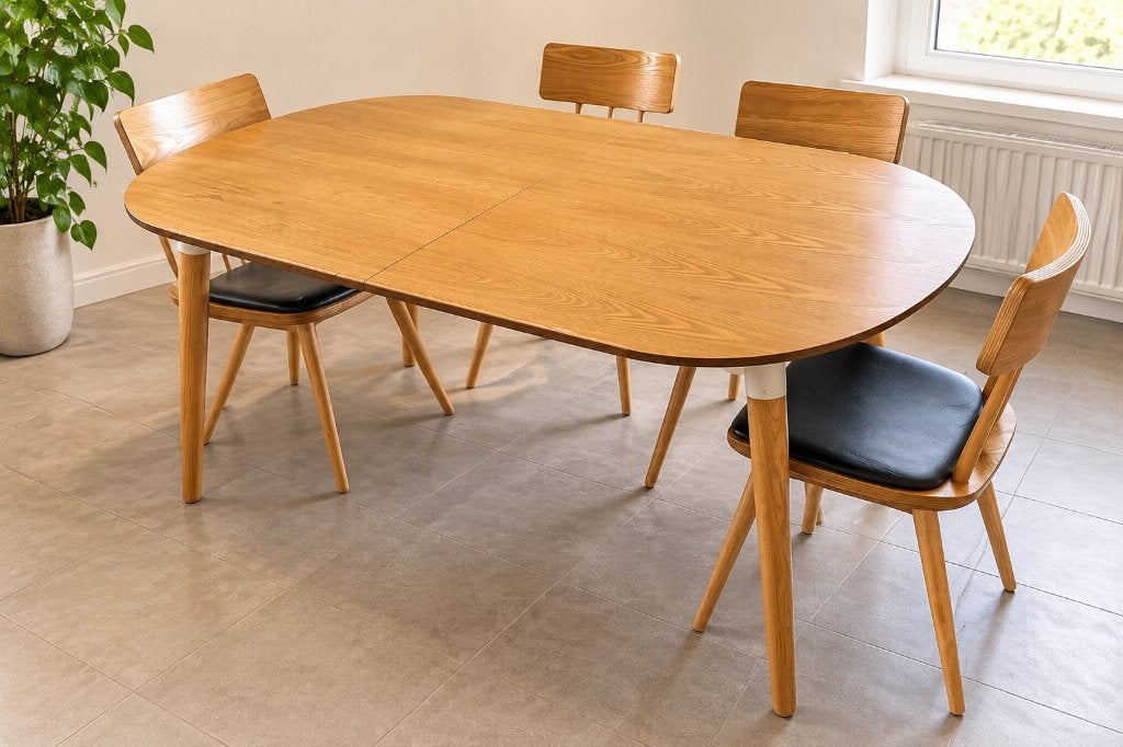 Table à manger table extensible - design scandinave, Maison & Meubles, 150 à 200 cm, Cinq personnes ou plus, Enlèvement, Utilisé