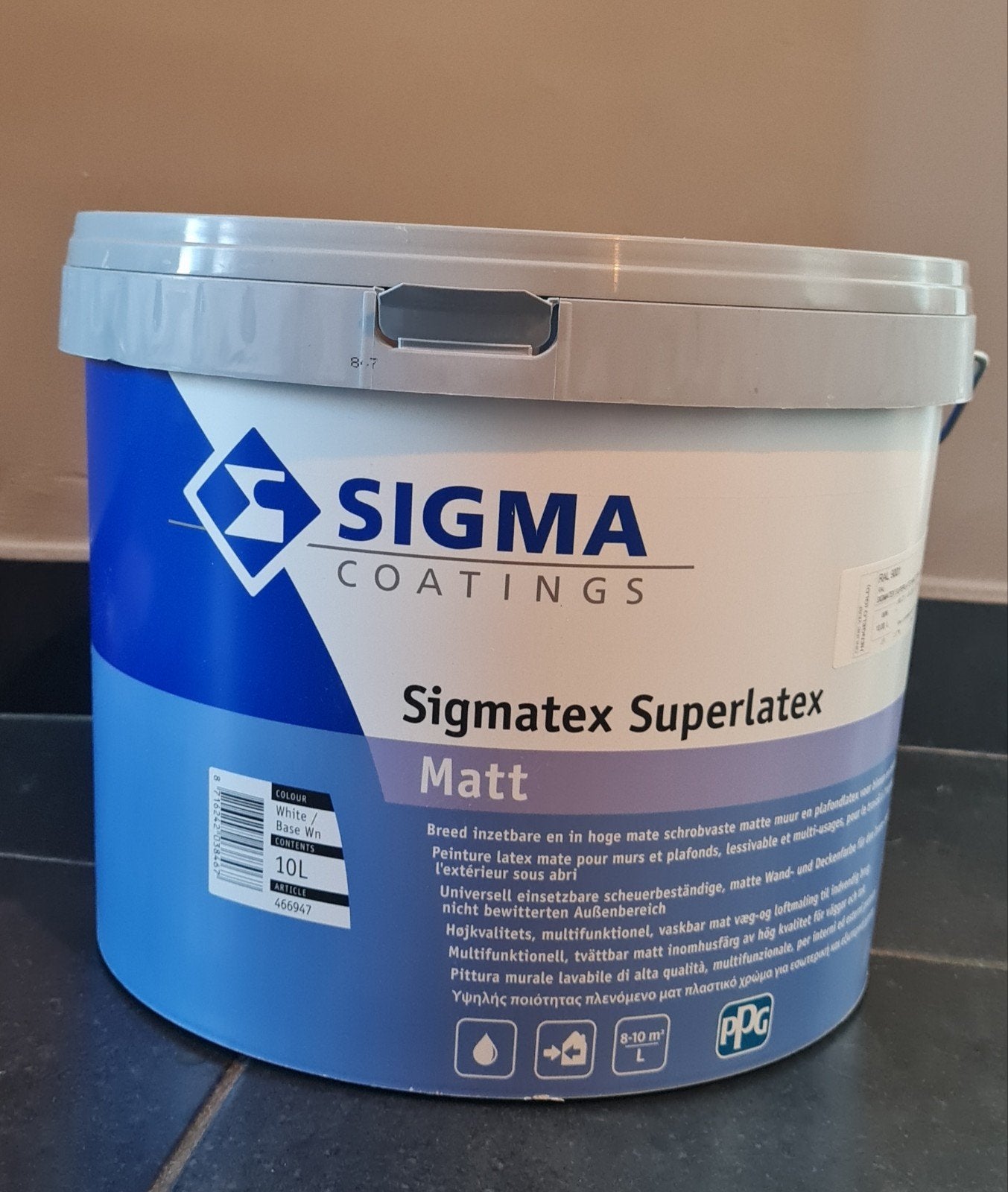 muurverf Sigma crèmewit 10L, Bricolage & Construction, Peinture, Vernis & Laque, Neuf, Autres couleurs, 10 à 15 litres, Enlèvement