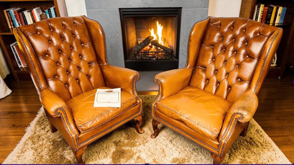 2 zeer hoogwaardige Bergère Chesterfield fauteuils, Ophalen, Gebruikt