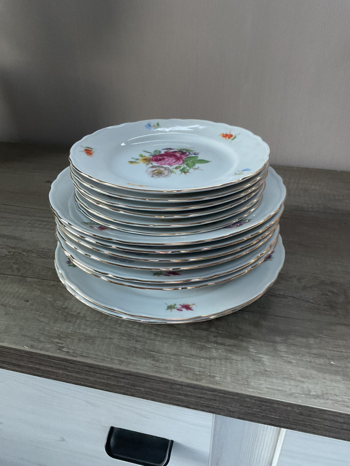 12 delig bordenset retro, Antiek en Kunst, Antiek | Servies compleet, Ophalen