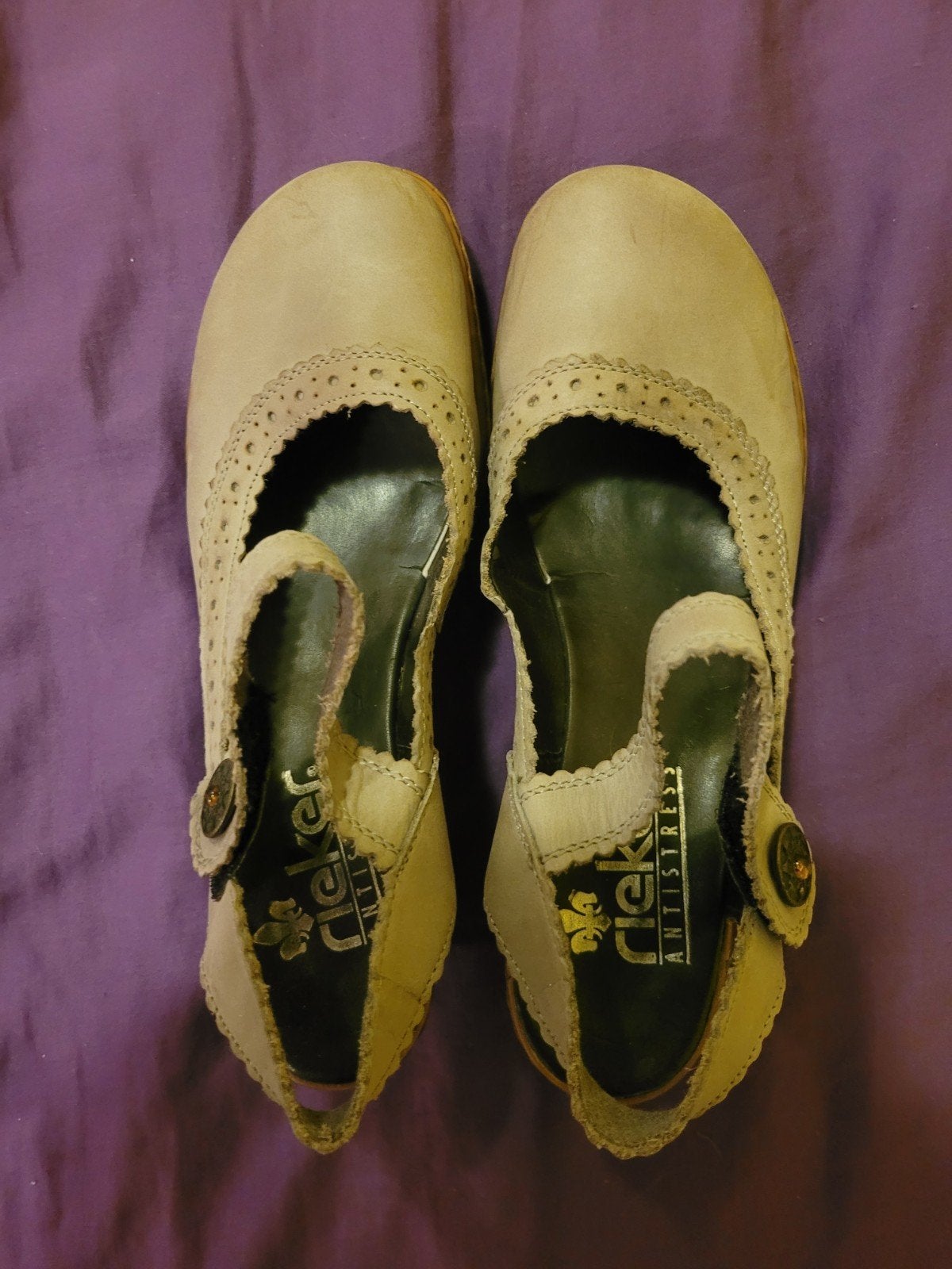 Escarpins antistress à bride arrière Rieker — Taille 40 — Be, Enlèvement ou Envoi, Beige, Escarpins, Porté