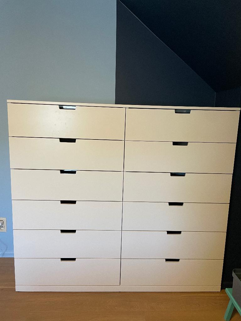 Nordli IKEA ladekast met 12 lades, wit, 160 x 145 cm, Ophalen, 100 tot 150 cm, 5 laden of meer, Zo goed als nieuw
