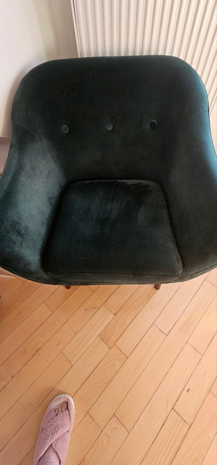 groene velvet zetel, Huis en Inrichting, Ophalen, Stof