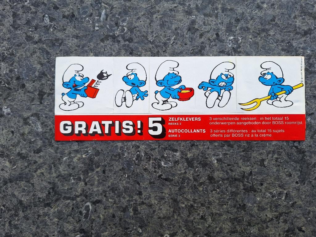 Peyo Smurfen Boss - Sticker 1, Enlèvement ou Envoi, Schtroumpfs, Utilisé, Image, Affiche ou Autocollant