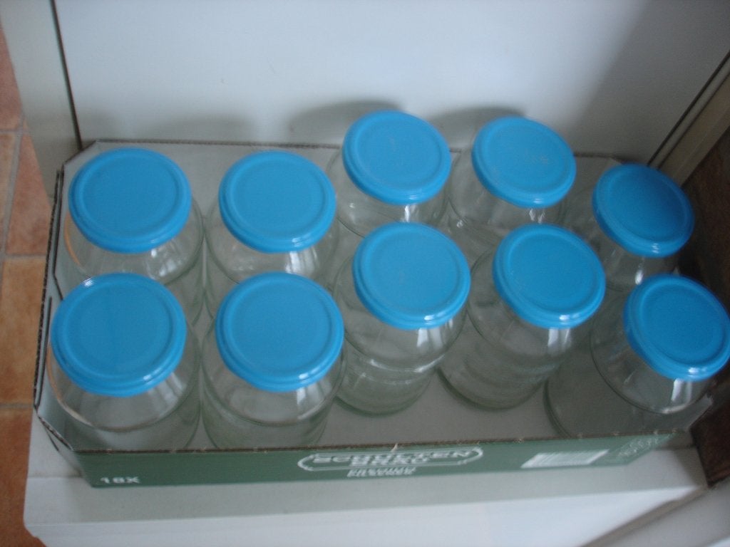 10 glazen potten / 10 x pot van glas /500 ml, Maison & Meubles, Avec couvercle, Casserole, Bidon ou Boîte, Verre, Enlèvement