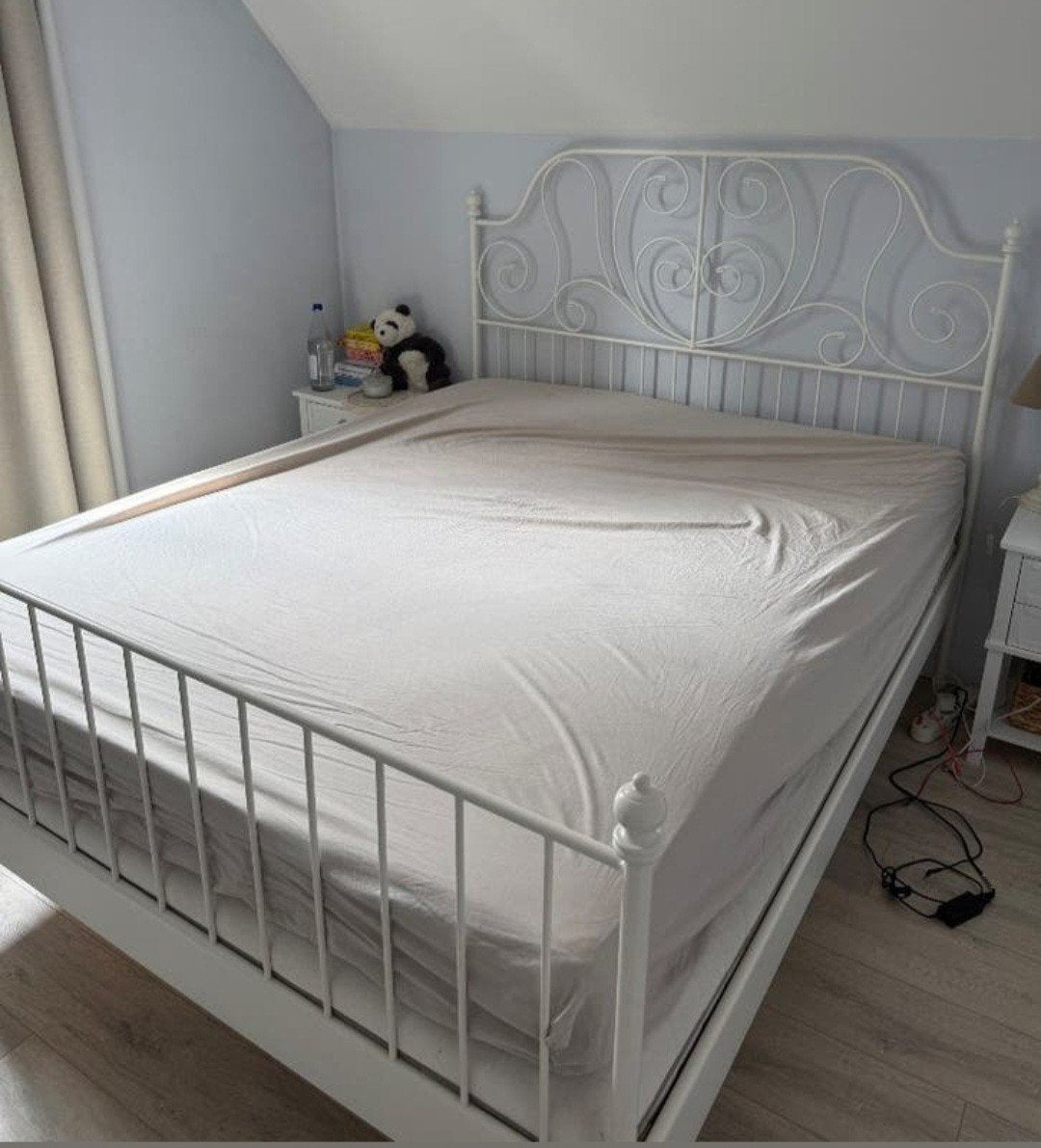 2persoonsbed, Ophalen, Wit, Metaal
