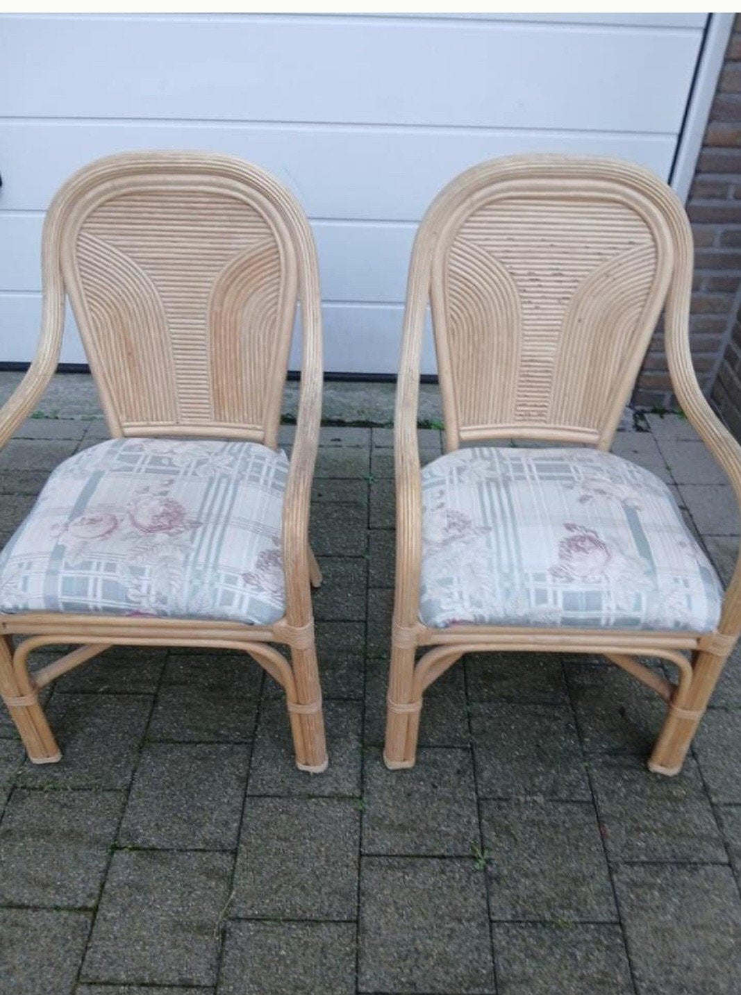 4 rotan bamboe stoelen, Tuin en Terras, Ophalen, Rotan