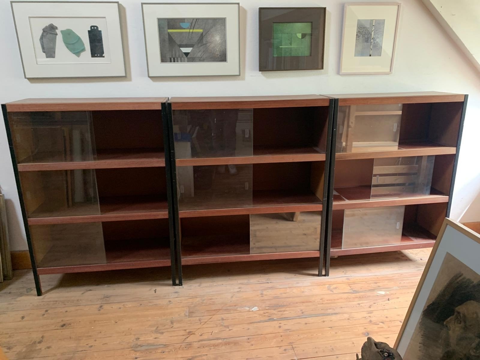 Magnifique ensemble d'armoires KEWLOX vintage (3 pièces) — B, Maison & Meubles, Enlèvement, Utilisé, Autres essences de bois, Avec porte(s)