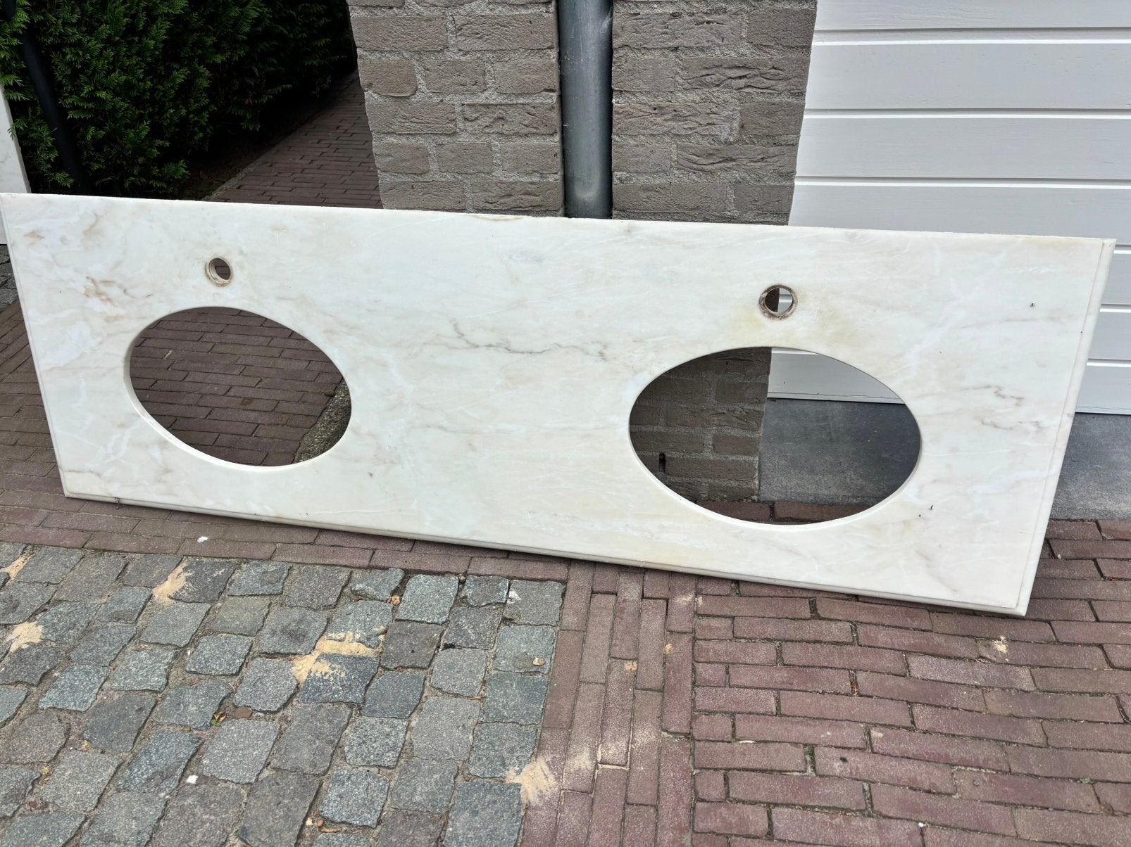 Marmeren bladen voor badkamermeubel, Ophalen, Gebruikt, Wasbak of Wastafel