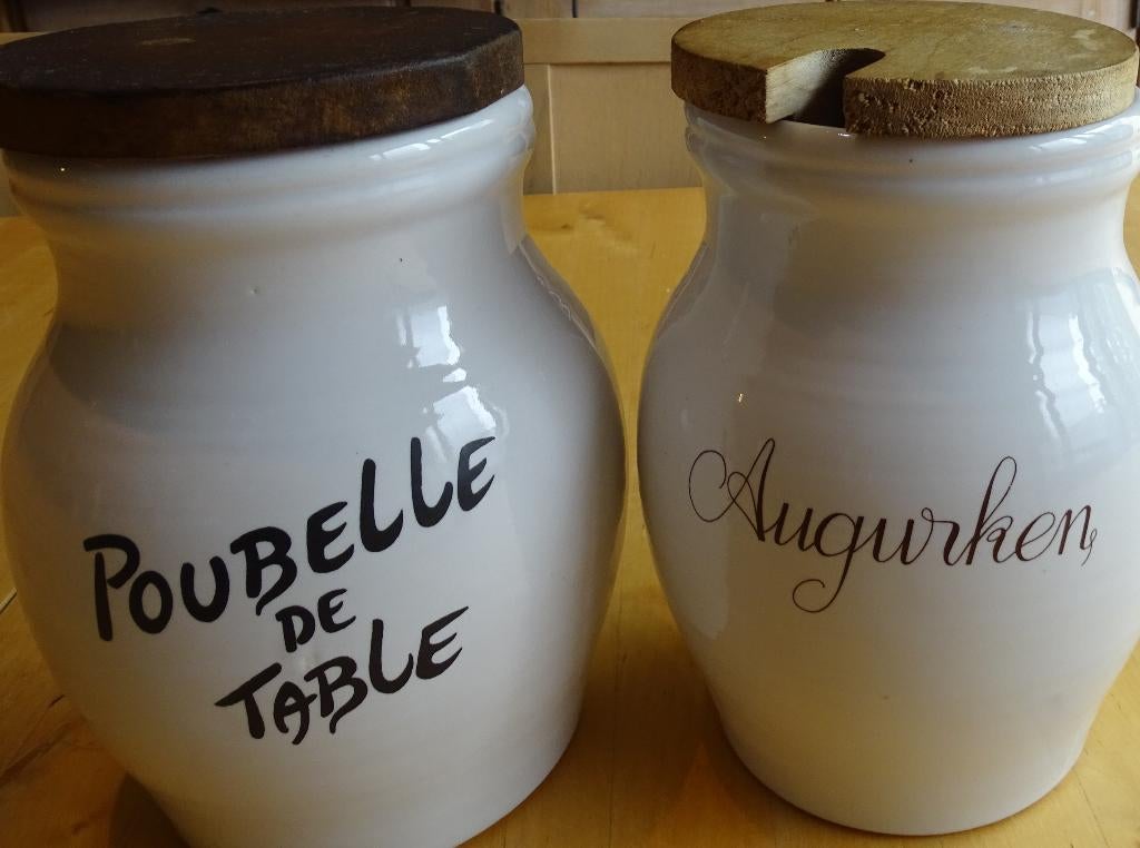 Set 2 porseleinen potten Poubelle de table + Augurken Revol, Antiek en Kunst, Ophalen of Verzenden