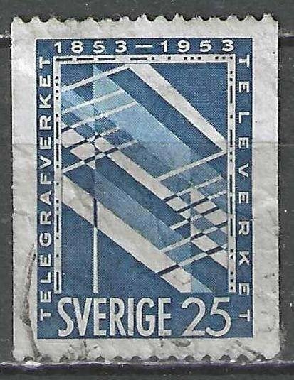 Zweden 1953 - Yvert 378 - Telegraafdiensten - 25 Ore (ST), Verzenden, Zweden, Gestempeld