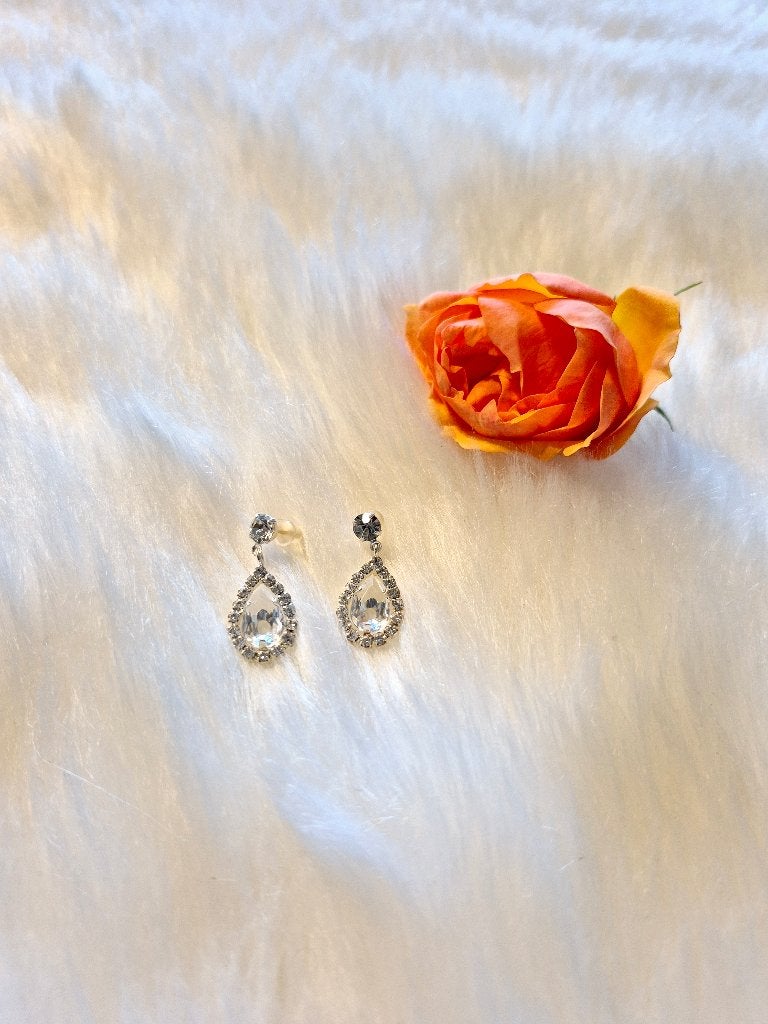 Elegante zilverkleurige oorbellen met kristallen, Handtassen en Accessoires, Overige materialen, Ophalen of Verzenden, Zo goed als nieuw