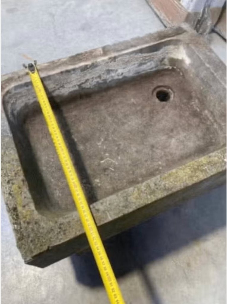 antieke spoelbak arduin, Ophalen, Gebruikt