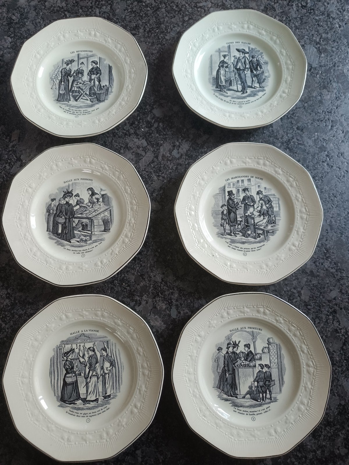 6 ravissantes assiettes parlantes Boch, Antiquités & Art, Enlèvement ou Envoi