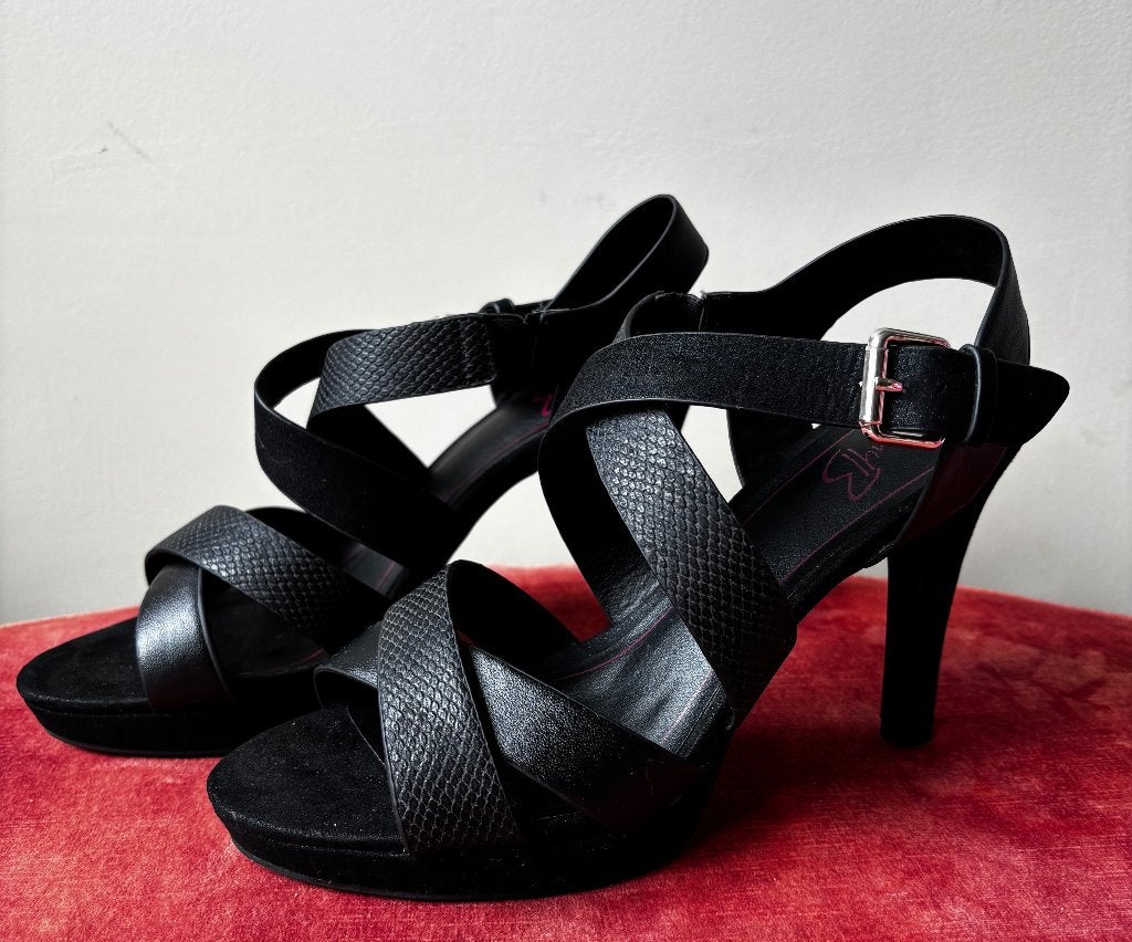 Zwarte open pumps maat 39, Escarpins, Comme neuf, Enlèvement, Noir