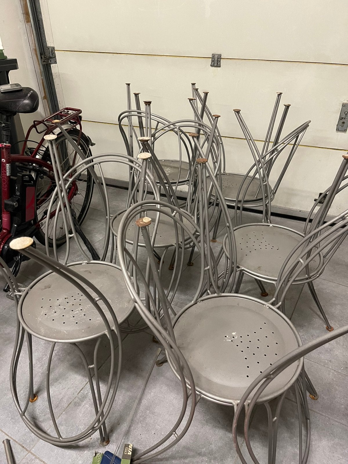 Metalen stoelen, Huis en Inrichting, Stoelen, Ophalen, Gebruikt, Grijs, Metaal