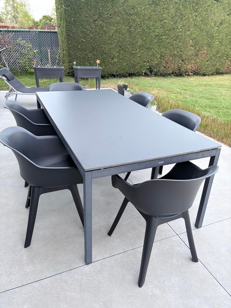 GERESERVEERD - Bristol tuintafel en 6 stoelen, Enlèvement, Utilisé