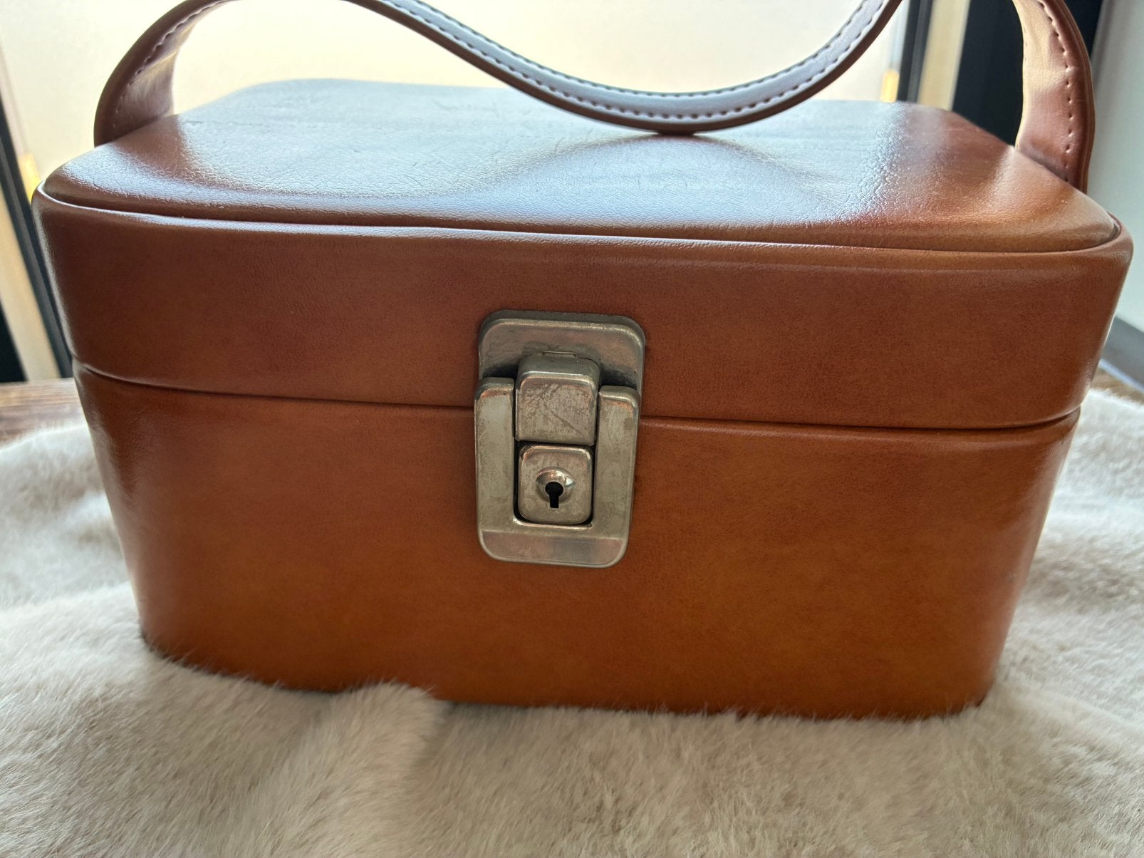 Trousse de beauté en cuir, Enlèvement ou Envoi, Avec miroir(s), Brun, Utilisé