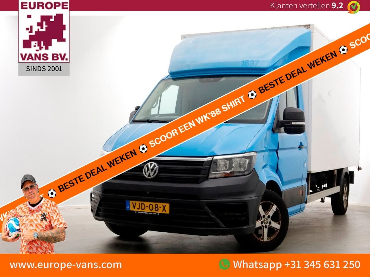 Volkswagen Crafter 35 2.0 TDI E6 Bakwagen met achterdeuren 2, Auto's, Blauw, 277 g/km, Onderhoudsboekje, Te koop