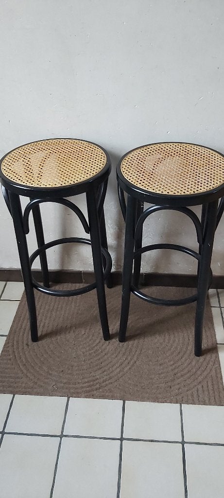 Paire de hauts tabourets style Thonet, Ophalen, Gebruikt, 60 tot 90 cm, Hout