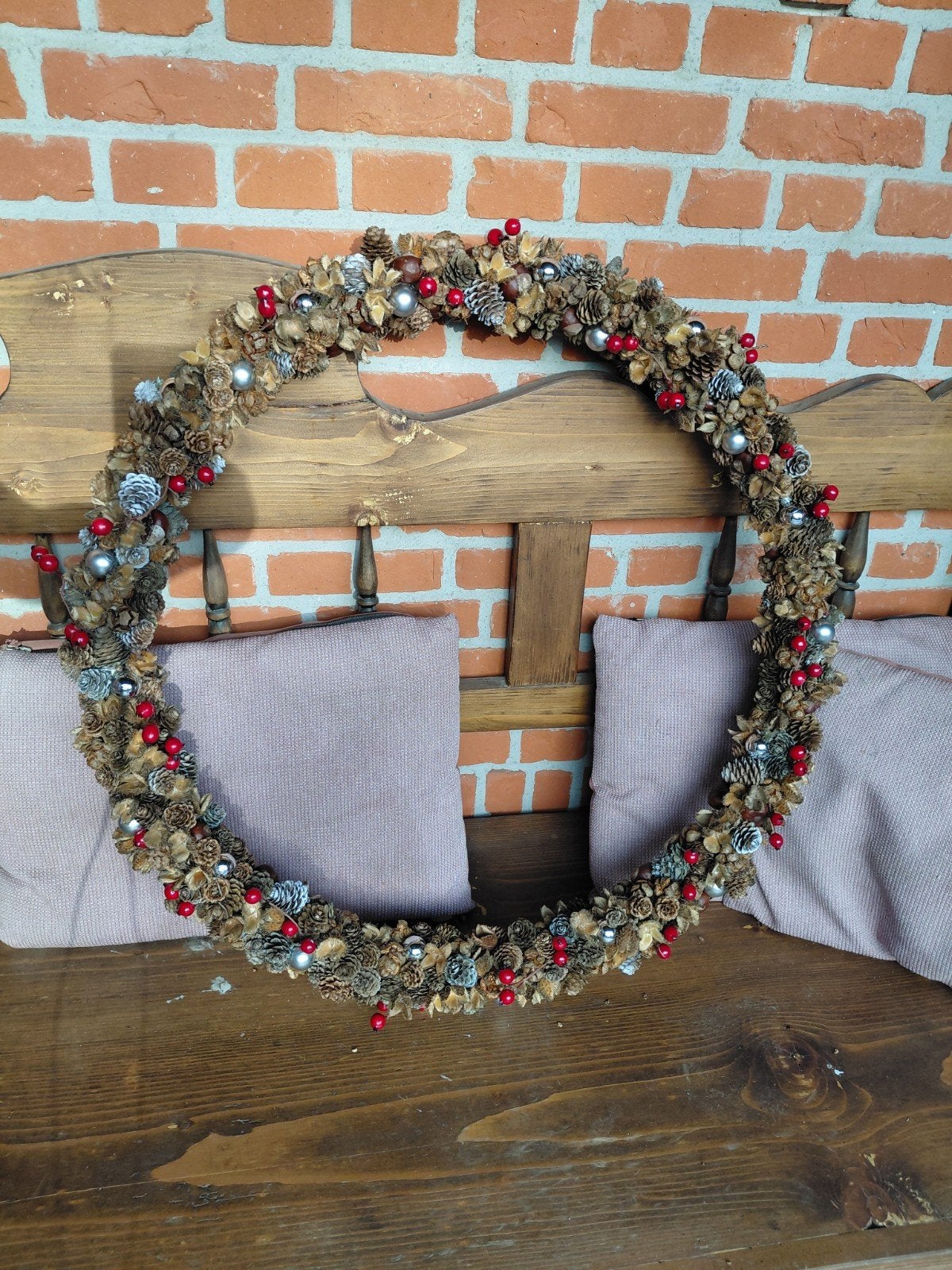 grote kerstkrans / herfstkkrans - diameter 70 cm, Ophalen, Krans