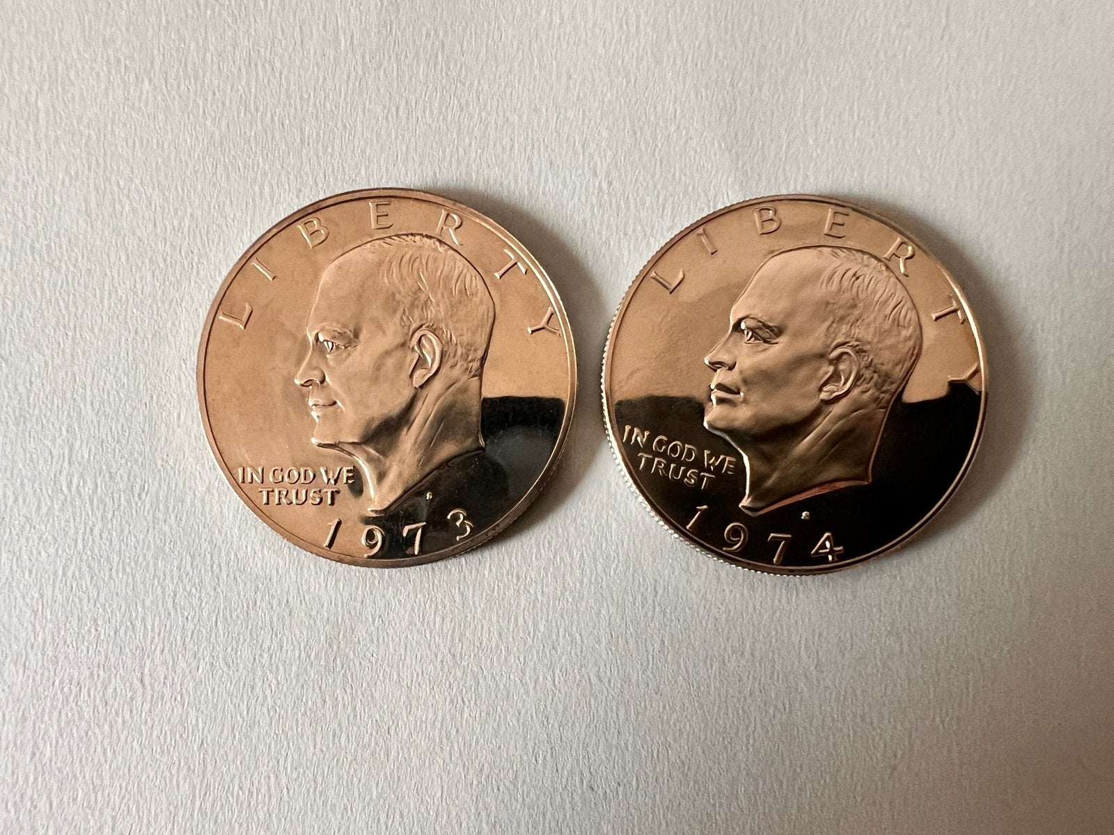 Set van 2 Eisenhower 1973 S & 1974 S Amerikaanse dollars, Ophalen of Verzenden, Noord-Amerika, Setje