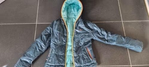 blauw groene jas KJus maat smal of 36 - 38, Kjus, Blauw, Ophalen of Verzenden, Maat 36 (S)
