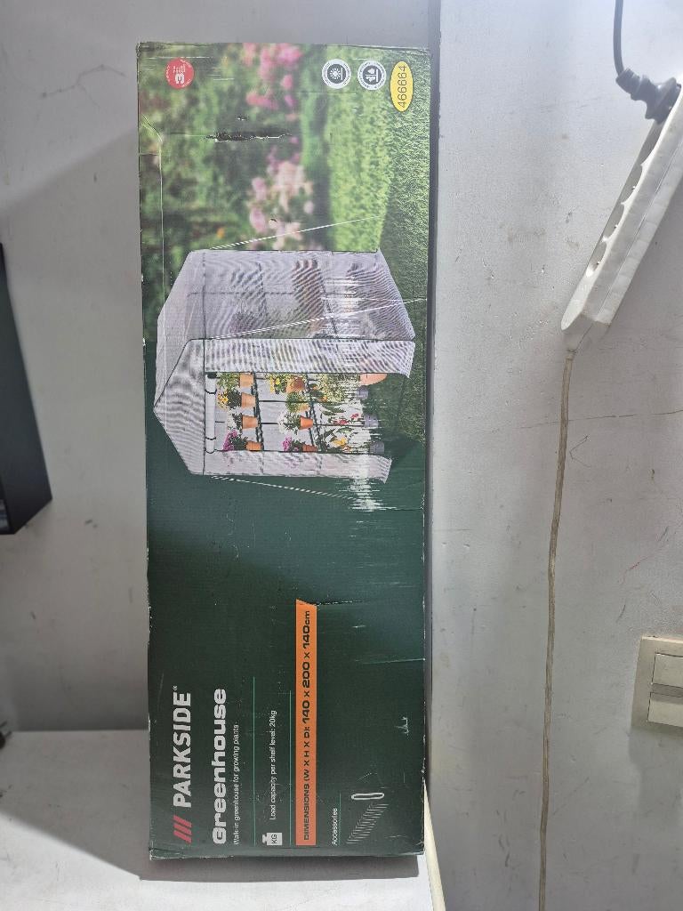 Nieuwe Parkside serre /140 x 200 x 140 cm – in doos, Tuin en Terras, Kassen, Ophalen, Folie, Aluminium, Kweekkas