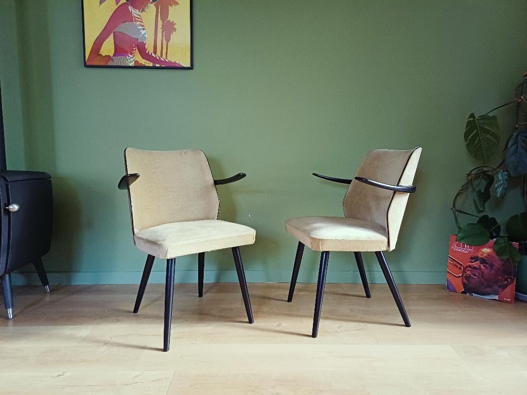 2 vintage stoelen mid-century, Ophalen, Vintage, Twee