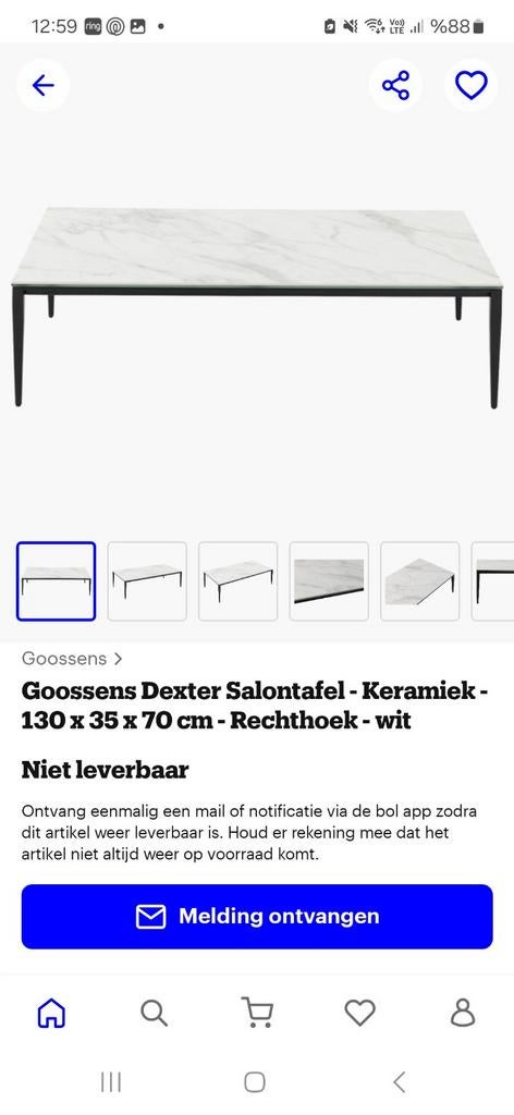 Keramiek salontafel zwaar, Ophalen of Verzenden
