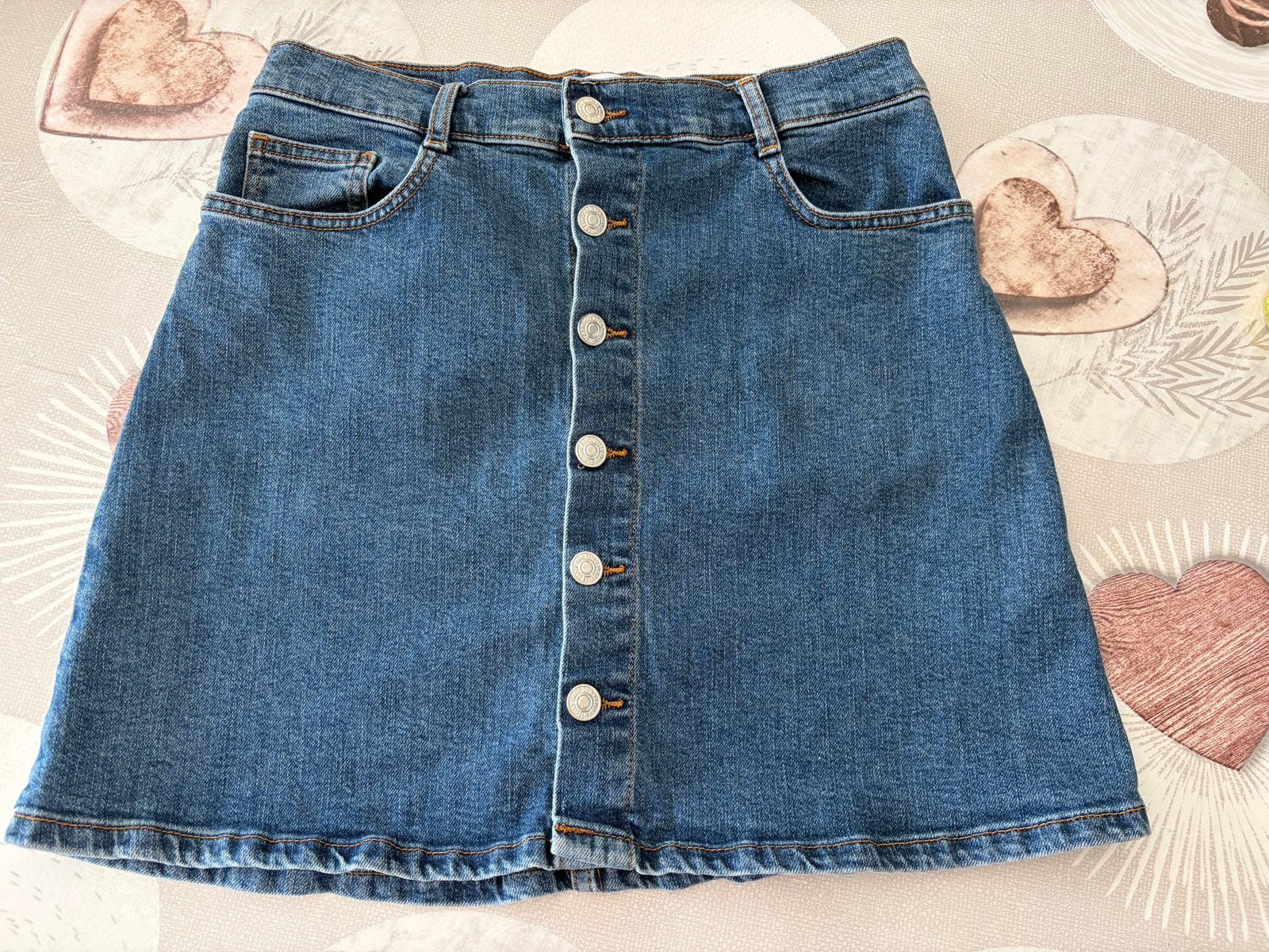Mango Denim jeansrok met knopen aan de voorkant - Maat M, Kleding | Dames, Rokken, Ophalen of Verzenden, Zo goed als nieuw