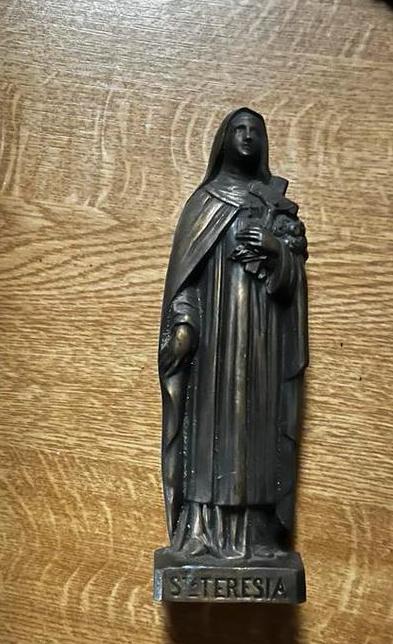 Heilige Theresia beeld in brons 15 cm, Ophalen, Zo goed als nieuw