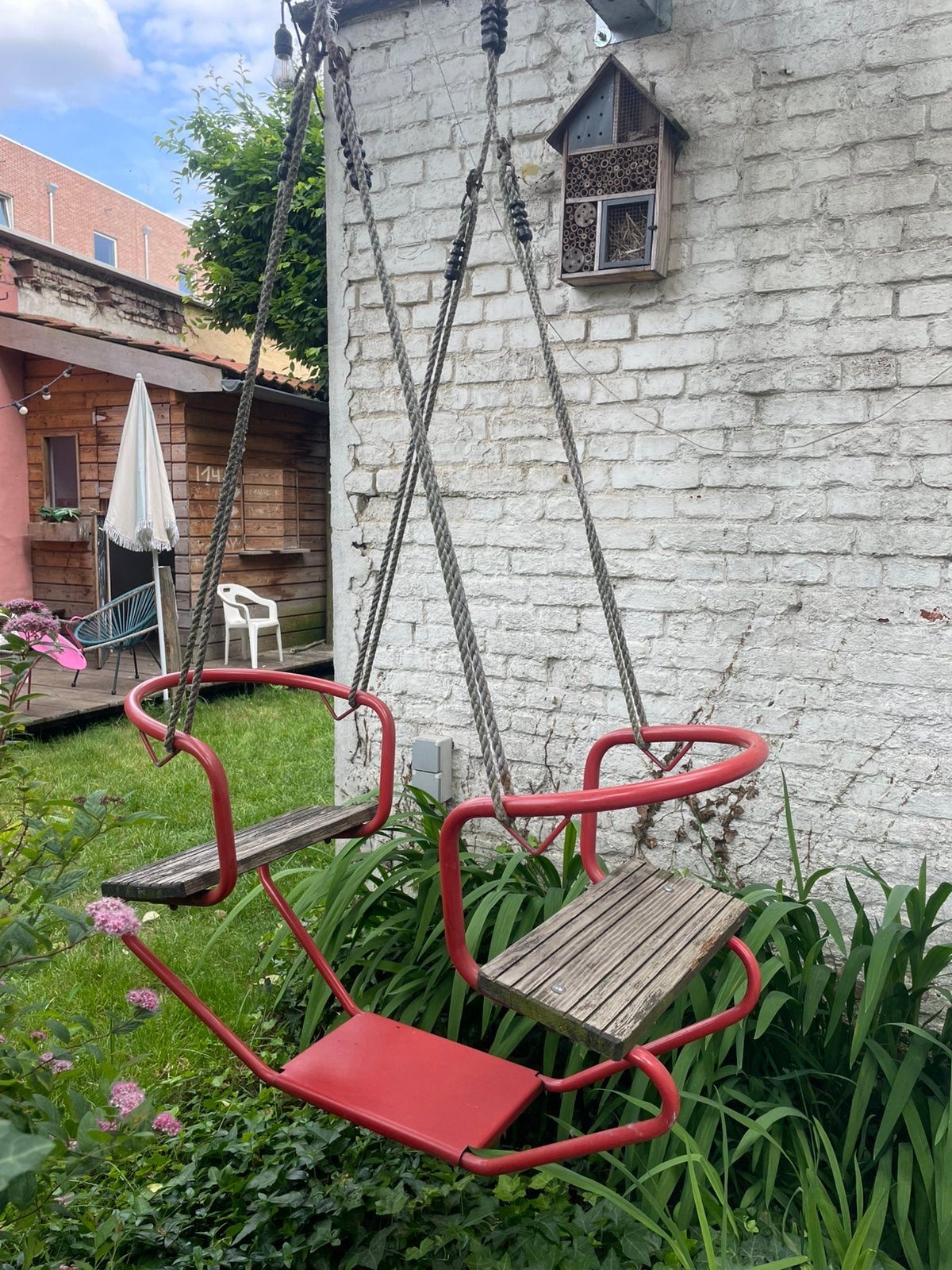 Dubbele schommel, Ophalen, Gebruikt, Schommel