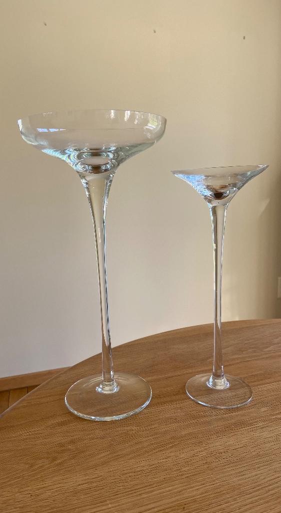 Bougeoirs en verre (2), Enlèvement ou Envoi, Comme neuf