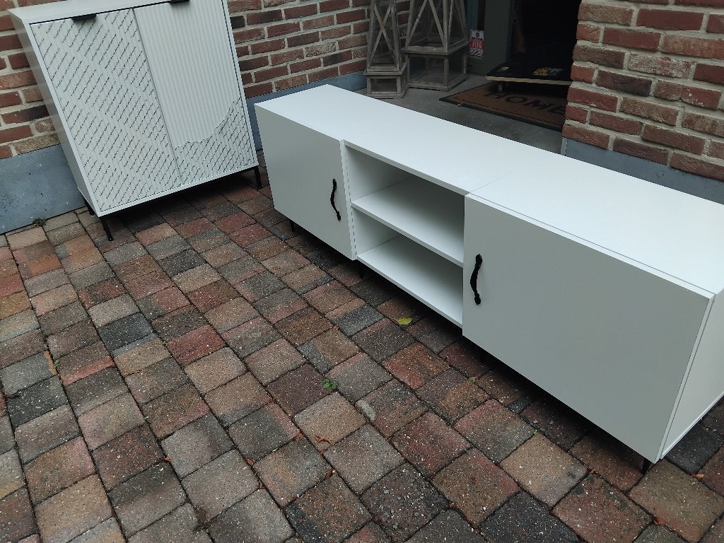 TV meubel + commode + salontafel alles in wit en zwart, Enlèvement, Utilisé