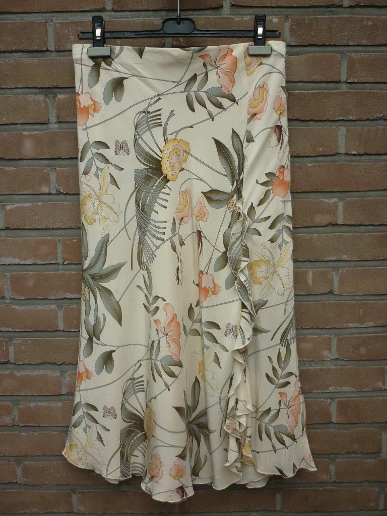 Lange Gebloemde Zijden Rok Jobis, Kleding | Dames, Overige kleuren, Maat 42/44 (L), Ophalen of Verzenden, Gedragen