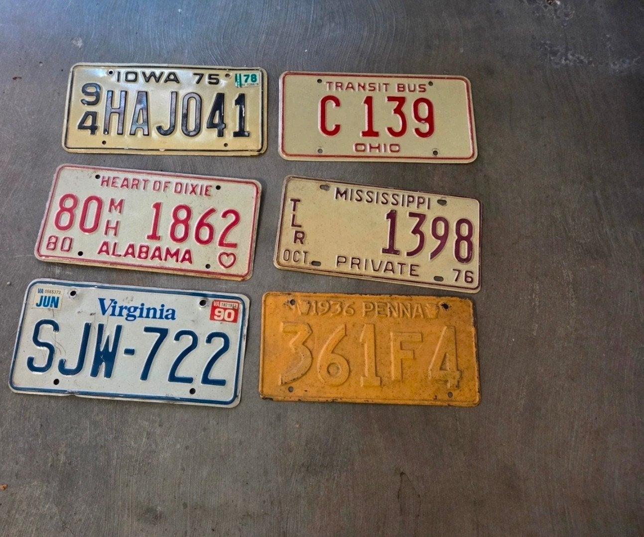 lot de 6 plaques anciennes américaines, Enlèvement ou Envoi, Utilisé, Voitures