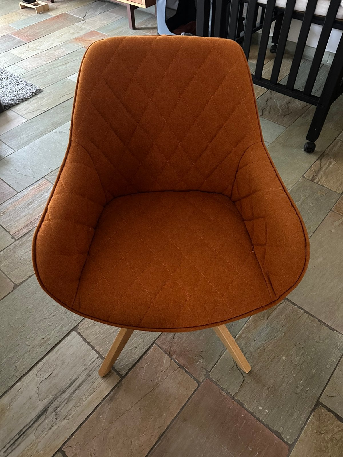Retro designer eetkamerstoelen (oranje), Huis en Inrichting, Stoelen, Ophalen, Gebruikt, Overige kleuren, Vier