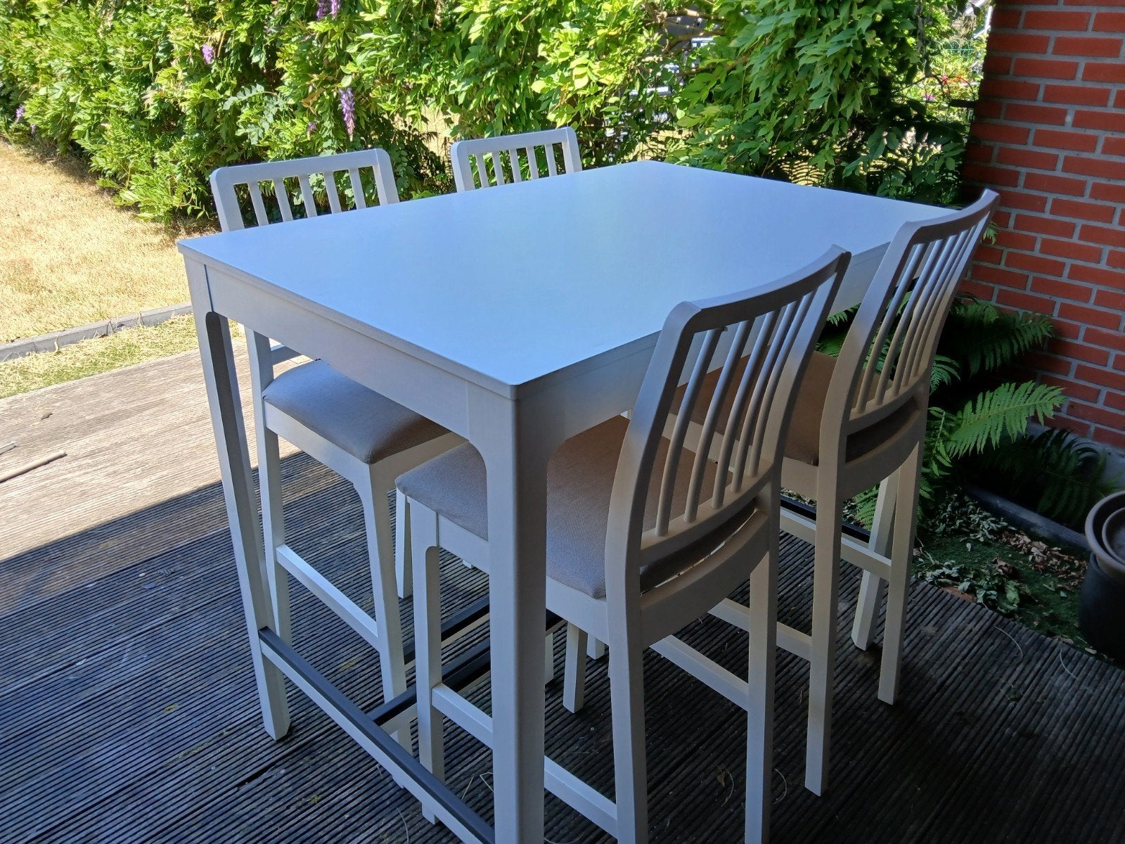 Hoge tafel met hangsysteem + 4 stoelen, Huis en Inrichting, Ophalen, 100 tot 150 cm, 50 tot 100 cm, Zo goed als nieuw