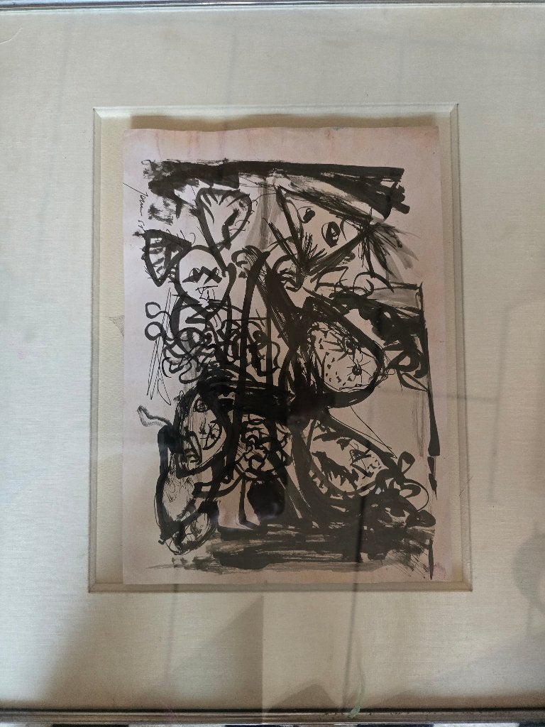 Inkttekening van Jorn Asger 1951 #Picasso #Dali #cobra, Ophalen of Verzenden, Tekening, Overige technieken, Gesigneerd