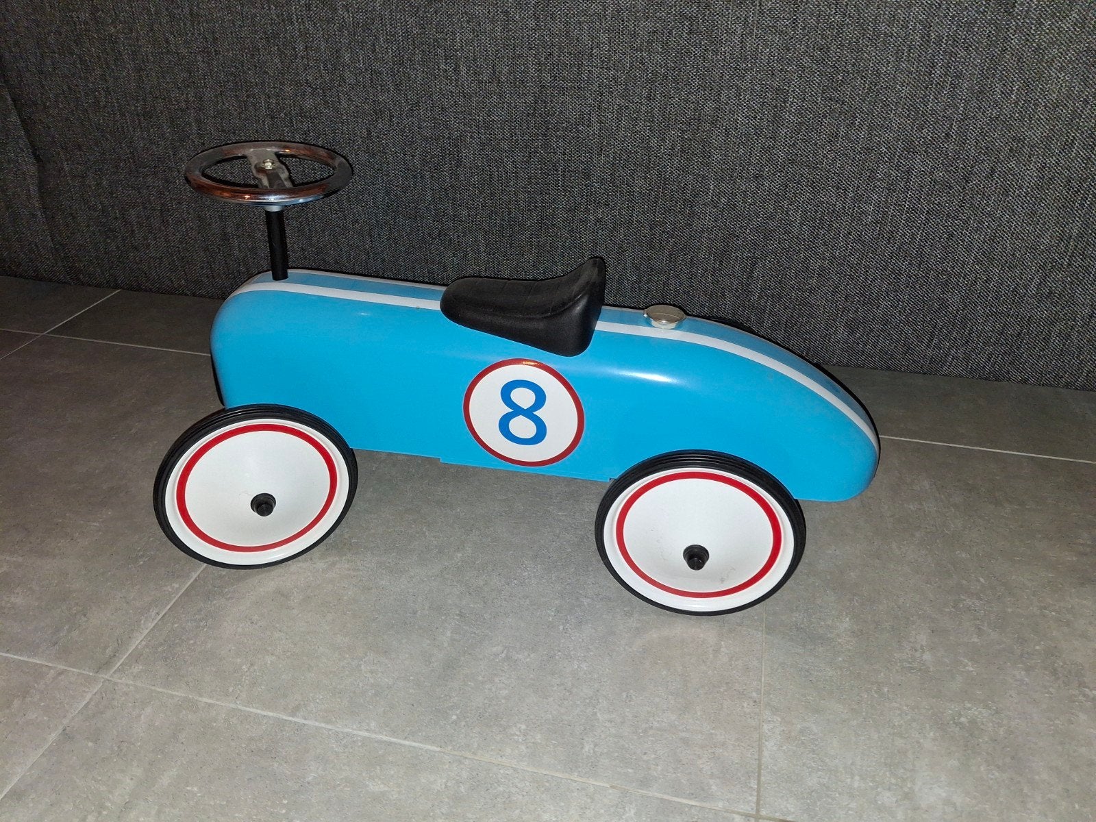 Retro Roller Metalen Loopwagen blauw, Ophalen