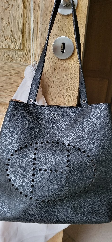 Sac à main/Sac à bandoulière 'Hermes' en cuir noir, Enlèvement ou Envoi, Comme neuf, Noir, Sac à bandoulière