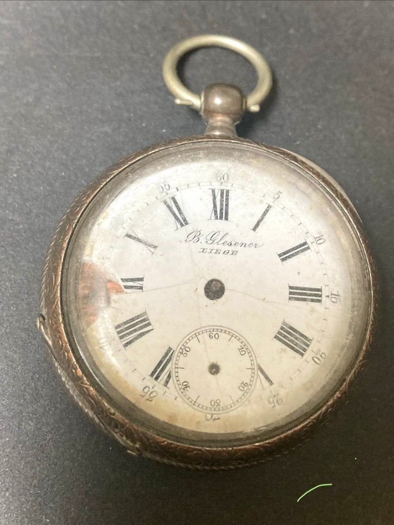 Vintage B. Glesener Liège zakhorloge voor onderdelen, Overige merken, Overige materialen, Zakhorloge, Ophalen of Verzenden