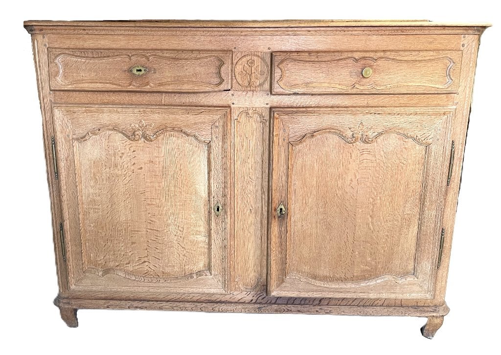 Buffet bas ancien en chêne massif brut – Style Louis XV, Maison & Meubles, 100 à 150 cm, Enlèvement, Utilisé, Style Louis XV