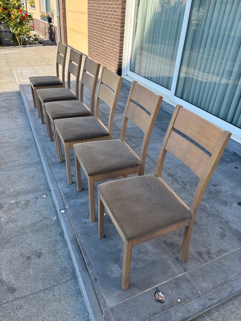 6 stoelen stabiele en goede staat, Huis en Inrichting, Stoelen, Ophalen, Gebruikt, Overige kleuren, Stof