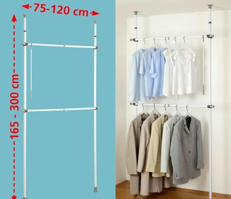 WENKO Portant vêtement téléscopique Dressing sur Mesure, Enlèvement, Utilisé