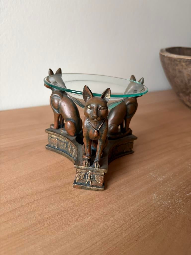 Egyptische katten met kaarsenhouder, Ophalen, Zo goed als nieuw