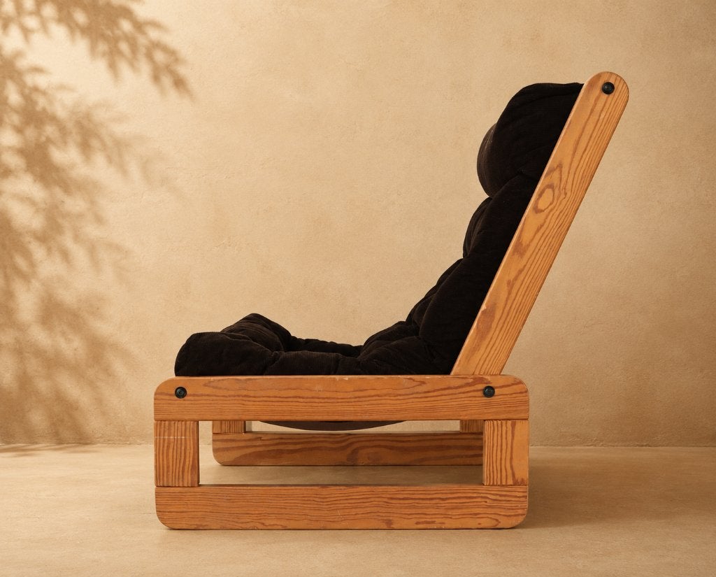 Vintage brutalistische fauteuil uit de jaren 70 Relax Stoel, Enlèvement, Utilisé, Bois