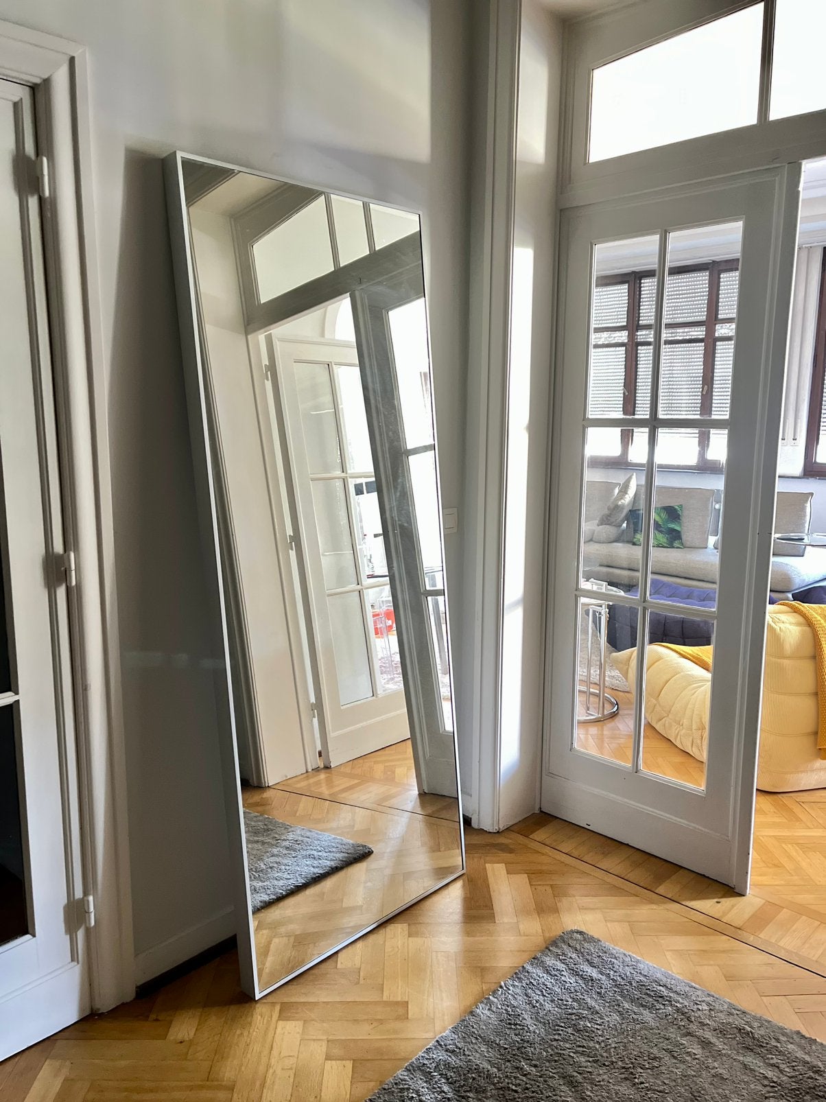 2 Miroirs aluminium, Comme neuf, Rectangulaire, 75 à 100 cm, 150 à 200 cm
