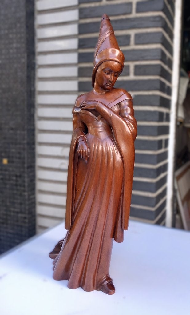 Een beeldhouwwerk / Houten beeld van Jul Van Reeth, Ophalen, Overige onderwerpen, Art deco, 50 - 100 cm